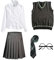 FStory&Winyee Zauberer Set Bluse Rock Weste Krawatte Brille Kostüm Zubehör für Kinder Erwachsene Zubehör Set Striped Tie Gestreifte Krawatte zum Karneval Fasching Halloween,2 Weiblich-grün,M