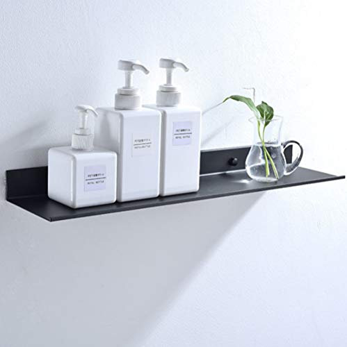 AJINGELA An der Wand Montiert Schwimmend Metall Regal, Schwarz Badezimmer Wandhalterung Platzeinsparung Rostfest Extra Stark Schwebendes Lagerregal (1 Stück, 50CM)