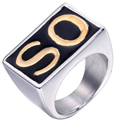 HIJONES Schmuck Herren Edelstahl Biker Ringe SO Weinlese Silber und Gold Größe 65 (20.7)