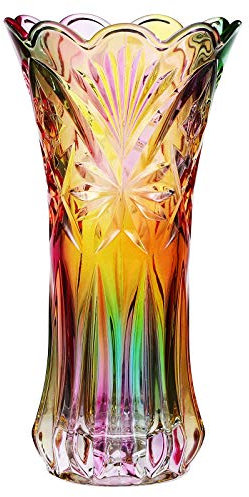 Vase de Fleurs en Cristal Arc-en-Ciel Transparent et coloré - Décoration pour Noël, dîner, Table, pièce maîtresse de la Maison, Mariage, Cadeau