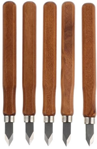 Angoily Juego de 5 cuchillo de madera para marcar con doble bisel y doble biselado, templado MN- V de acero tratado con calor