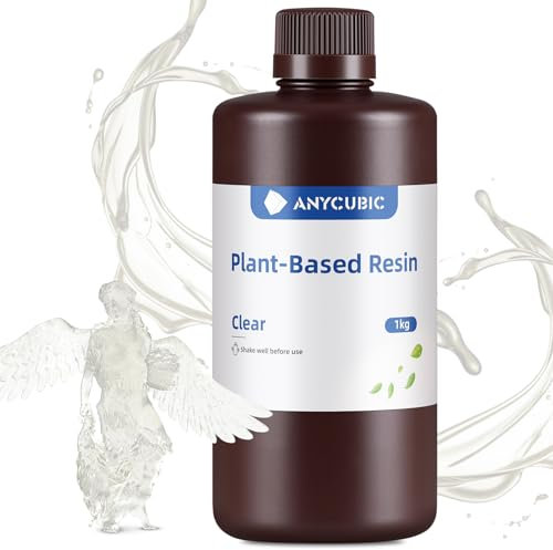ANYCUBIC 3D Drucker Harz auf Pflanzenbasis, Geruchsarm, Sicherere und Zuverlässigere Zusammensetzung, Hohe Präzision, UV Schnelles Photopolymerharz für 405nm LCD 3D Printer (Transluzent,1000g)