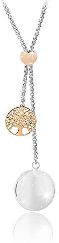 SAGA GIOIELLI® COLLANA CHIAMA ANGELI BOLA SALISCENDI LUNGHEZZA REGOLABILE CHARM ALBERO DELLA VITA ROSE'
