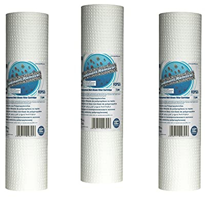 Kit di 3 Cartucce Filtranti a Panno MB per acqua - osmosi inversa FCPS Melt-Blown da 25,4 cm in PP per sedimenti da 50 micron