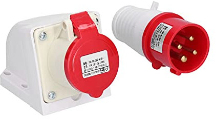 EVTSCAN Prise Industrielle, connecteur de Prise Industrielle 3 Phases 4 Broches Jeu de Douilles étanches à Montage en Surface 380V-415V 16A 3P + E