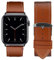 Eternel - Simple tour Bracelet iconique - Compatible toutes Apple Watch - 41/42mm - Fait main en France - Tannage végétal - Gold - Adaptateurs aluminium noir