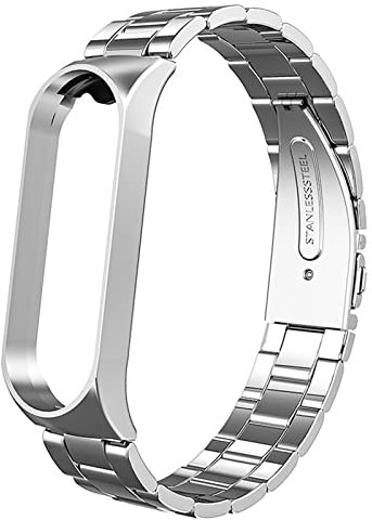 Armband Kompatibel mit Xiaomi Mi Band 7 Armband Metall Ersatzarmband Wasserdicht Edelstahl Replacement Wrist Strap Zubehör Uhrenarmband für Xiaomi Mi Band 7 (Silber)