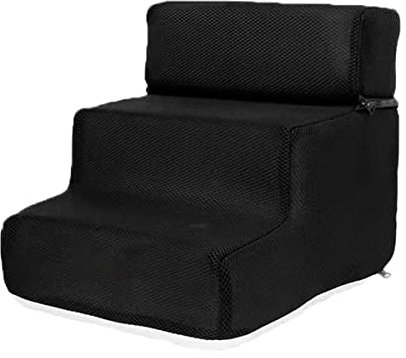 Cubierta de escalera para mascotas, cubierta de escalera antideslizante para mascotas con 3 peldaños para gatos y perros, alfombra lavable y extraíble (S, negro)