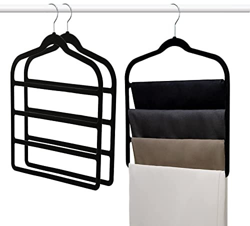 Baoswi Lot de 3 cintres antidérapants en Velours pour Pantalons, Gain de Place, pour Jeans, écharpes, Cravates