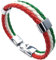 Jewelry Bracelet, Italian Flag Bangle, Leather Alloy, for Men's Women, Green White red (Width 14 mm, Length 23 cm)