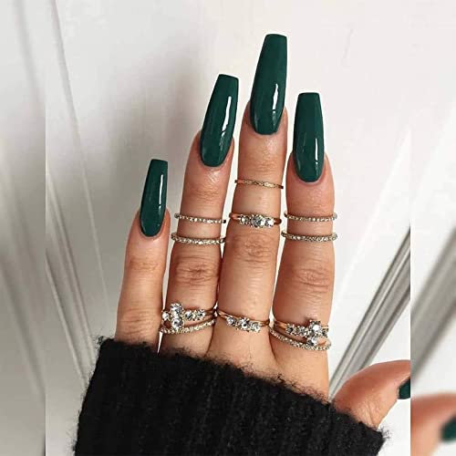 Allereya fausses onges de cecueil super longue ballerine verte presse sur les ongles clip de fête de bal sur les ongles super long couvercle en acrylique ongles art pour les femmes et les filles