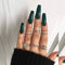 Allereya Super Lange Coffin Kunstnägel Ballerina Grün Press on Nails Prom Party Clip on Nails Super Lange Vollständige Abdeckung Acrylnägel Kunst für Frauen und Mädchen 24 Stück (Grün)