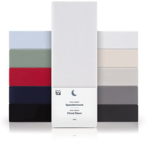 Blumtal® Basics Spannbettlaken 160x200cm Jersey im 2er Set - Spannbetttuch 160x200 Baumwolle - Oeko-TEX zertifiziertes Spannbetttuch 160x200cm - Matratzenbezug 160x200 - Leintuch 160x200- Weiß