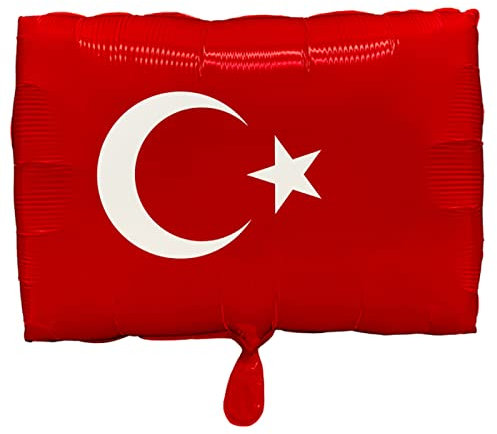 Amscan Folienballon * TÜRKISCHE FLAGGE * als Deko und Geschenk | Größe:30x40cm | für Luft und Helium | Rote Fahne Mondstern Ballon Party Dekoration