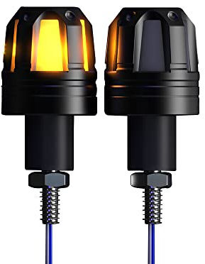 Riloer 2pcs 12V LED Motociclo Indicatori di Direzione Lampeggianti, Alto Luminoso Manubrio Fine Maniglia Spina Luci Bici Grip Bar Spina Strobo di Segnalazione Laterale