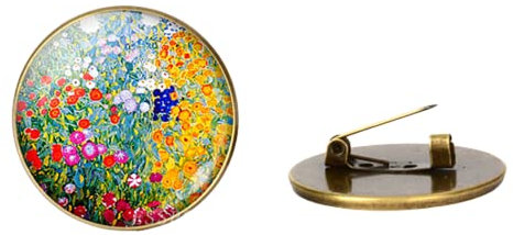 Gustav Klimt Der Kuss Brosche Glas Cabochon Kupfer Brosche Pins Frauen Herren Vintage Broschen Kleidung Accessoires Geschenke Punk Stil Edelstahl, Glas