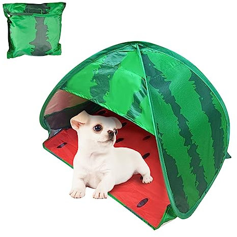 HACRAHO Hundestrandzelt Sonnenschutz, 1 Pack Wassermelone Tragbarer Sonnenschutz Automatisches Pop-up Strandzelt Mini Hundekatzenzelt Haustierschutz für drinnen und draußen, M