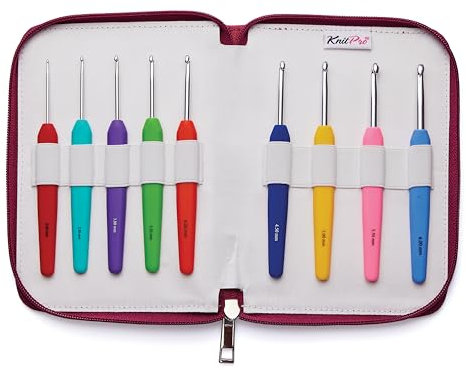 KnitPro Waves Häkelnadel-Set, Symfonie Holz-Doppelhäkelnadel (3,00–8,00 mm) – vielseitig für kreatives Häkeln