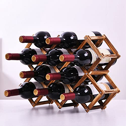MISNODE 10 Bouteilles Cave à Vin Pliable Autonome en Bois Casier à Vin Comptoir Casiers à Vin Élégant Grande Capacité Armoire pour Cuisine, Bars