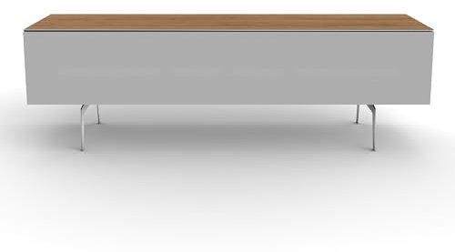 Meliconi Westminster - Meuble TV Bois Clair avec Porte en Tissu Acoustique Grise