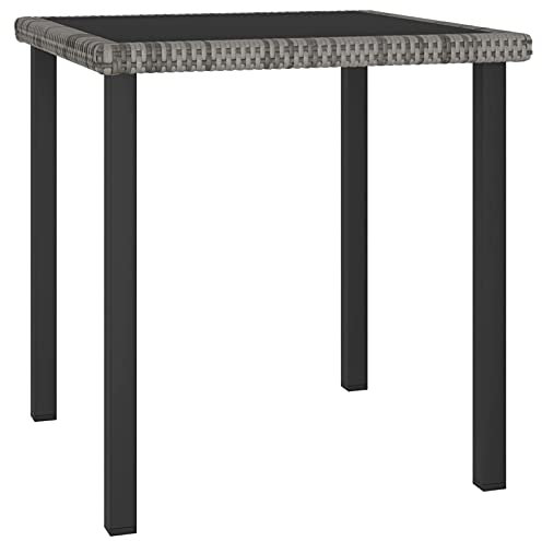 TANZEM Garten-Esstisch, Tisch Balkon, Gartentisch, Balkontisch, Küchentisch, Garden Table, Terrassentisch, Grau 70x70x73 cm Poly Rattan