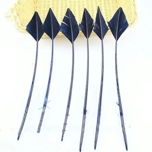 Natürliche 25-30CM Türkei Nest Wald Feder Schere Spitze Farbstoff Marineblau DIY Handwerk Kopfschmuck Fitting Feder-20 stücke