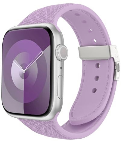 MoKo Cinturino in Silicone Compatibile con Apple Watch Series 9 8 7 6 5 4 3 2 1 SE 38/40/41mm, Cinturino in Pelle Simulata per Orologi, Cinturino Sportivo di Ricambio con Chiusura a Scomparsa, Viola