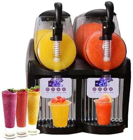 ZHIXUMM 5l Commercial Ice Slush Machine, Commercial Slushy Machine, 300w Stainless Steel Smoothie Drink Maker, 10 Min First Molding Time, With 2 Tanks For Business Mobile Bar Party