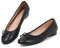 GENSHUO Women's Ballerina Shoes, Flat Slip-On Round Head, Classic Basic Style with Bow Decoration, Comfortable Casual Shoes, Black Matte, 8 UK