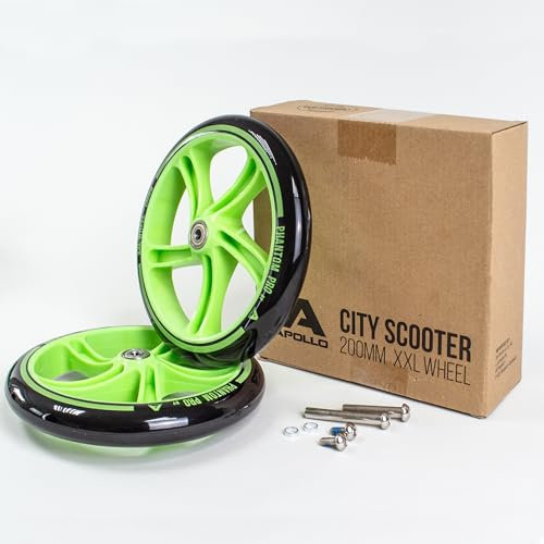Apollo City Scooter 200mm Ersatzräderset - Pro Wheels mit ABEC 7 Kugellager, Roller Rad Ersatz-Räder passend City-Scooter, auch als LED-Rollen erhältlich