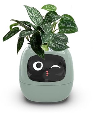 TPHRAVAL Intelligent Flower Pot, Electronic Bud, Maintenance Plant Assistant, Fun Interactive Flower Pot, Indoor Green Planting Monitoring, LCD Screen Display, Cell Phone APP Connection (Green)