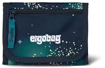ergobag Brustbeutel Geldbeutel, Mini Portemonnaie mit Kleingeldfach, Sichtfenster für Mädchen und Jungen RaumfahrBär - Dunkelblau