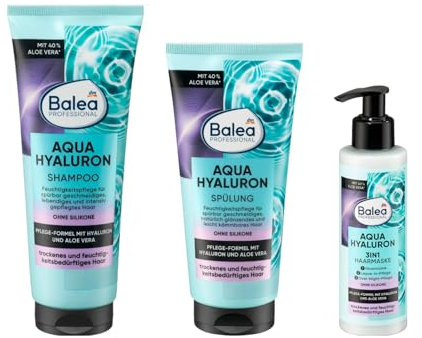 3er Pack: 1 x Shampoo Aqua Hyaluron, 250 ml, 1 x Conditioner&Spülung Aqua Hyaluron, 200 ml, 1 x Haarmaske 3in1 Aqua Hyaluron, 150 ml