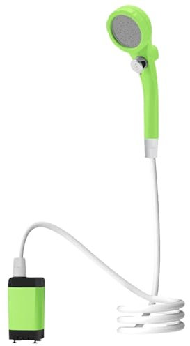 Portable Camping Shower Pump for Traveling: Water Pump with 6000mA Rechargeable Battery & Bucket for Family Camping Trip (Green)