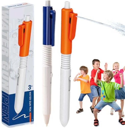 2PCS Pen That Sprays Water, Portable Plastic Retractable Pens, Fun Refilling Water Gun Pen with Sprinkler Dual Use Funny Pens for Writing and Spraying