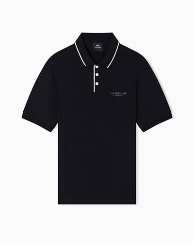 Armani Exchange Men's Essential, Striped Collar Side Milano-New York Logo Lettering Polo Shirt