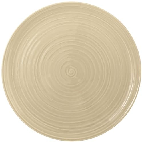 Seltmann Weiden Terra Pizzateller, 31 cm, Runder Platzteller mit spiralförmigem Relief, Spülmaschinen- und mikrowellenfest, Porzellan, Sandbeige