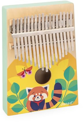 Janod - Wooden Kalimba - Musical Imitation Toy - 17 Metal Keys - Children's Kalimba With Soft Sounds - From 3 Years, J07659