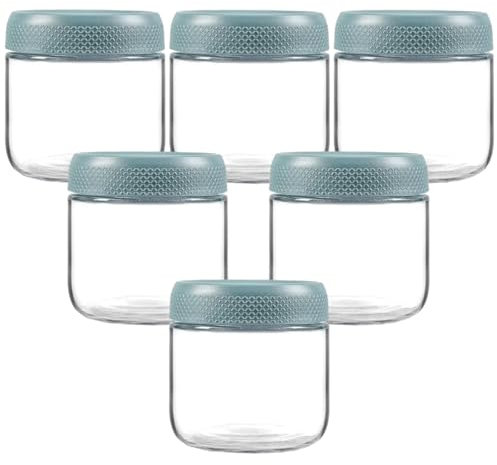 Lot de 6 petits bocaux en verre réutilisables de 355 ml avec couvercles à visser pour la préparation des aliments, yaourts, épices, fruits, sauces, céréales, collations