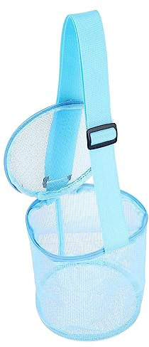 HEMOTON Sac Maille Plage Bleu pour Garçon Fille Grand Sac Filet De Rangement Jouets Collecteur De Coquillages Robuste Et Léger Voyages Et Jeux Extérieur