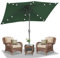 Daromigo Ombrellone rettangolare 210 x 140 / 300 x 200 cm con manovella, parasole UV50+, pieghevole a 30°, impermeabile, per giardino, senza supporto, Verde con LED, 210 x 140cm