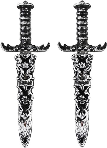 Guyode 2 Pezzi Spade Giocattolo Colore Argento retrò Pugnale Non Affilato Spada da Pirata Giocattoli di Plastica Si Applica a Ragazzi e Ragazze Costumi Accessori Pirata Accessori Feste Pirata