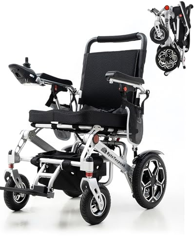 Elektrorollstuhl Faltbar Leicht, 20 km Reichweite ByteTecpeak D10, Flugzeugzulassung, 500 W Motor, 12Ah Akku, Für Senioren & Behinderte, PU-Räder, Bis 150 kg, Outdoor E-Rollstuhl