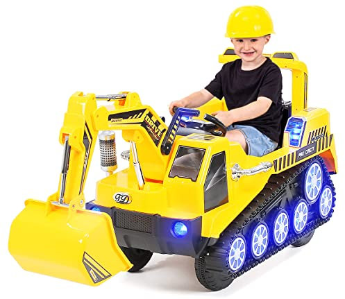 Actionbikes Motors Kinder Elektroauto D2811 | Fernbedienung mit First Funktion - Kinderauto elektrisch - Elektrofahrzeuge - Bagger bis 6 km/h - Baufahrzeuge - Elektro Auto für Kinder ab 3 Jahre (Gelb)