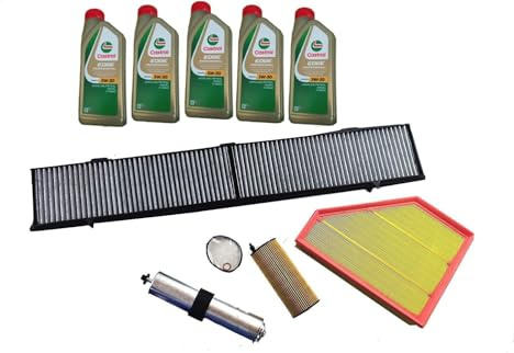 AOQ - KIT TAGLIANDO 4 FILTRI CON 5 LT LUBRIFICANTE COMPATIBILE CON BMW X1 (E84) SERIE 3 (E90) (E91) DAL 2009