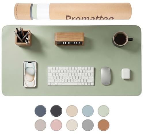 PROMATTOO XXL Schreibtischunterlage aus veganem Leder – Rutschfest, geruchsfrei & wasserabweisend – Edle Laptop-Matte mit Geschenkverpackung für Büro, Homeoffice & mehr – Keine störenden Kanten!