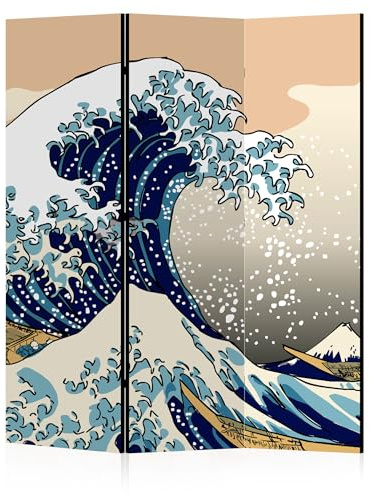 LUMASOUL Paravent Raumteiler Innen beidseitig Bedruckt 135x172 cm Japan | 5 teilig Vorderseite mit Motiv, neutrale Rückseite, faltbar, freistehend und dekorativ, als Trennwand f13ür Wohnräume