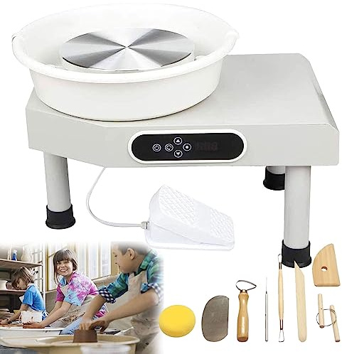 Tornio Elettrico Da 350 W Con Piatto Girevole Da 25 Cm, Macchina Per Modellare La Ceramica Con Pedale E Vaschetta In Abs Rimovibile, Tornio Per Ceramisti Adulti, Bambini E Principianti, Fai Da Te Per