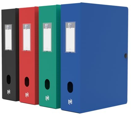 Oxford Memphis Box mit großem Fassungsvermögen, 24 x 32 cm, Rücken 80 mm, mit Druckknopf, Polypropylen-Deckel, verschiedene Farben