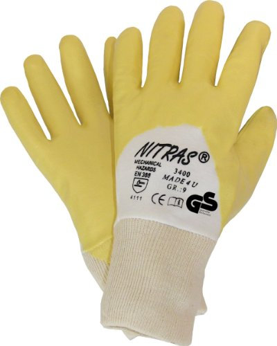 Werkstatt-Produkte 144 Paar Nitrilhandschuhe/Arbeitshandschuhe Nitril/Strickbund, gelb, leicht, Gr. 9